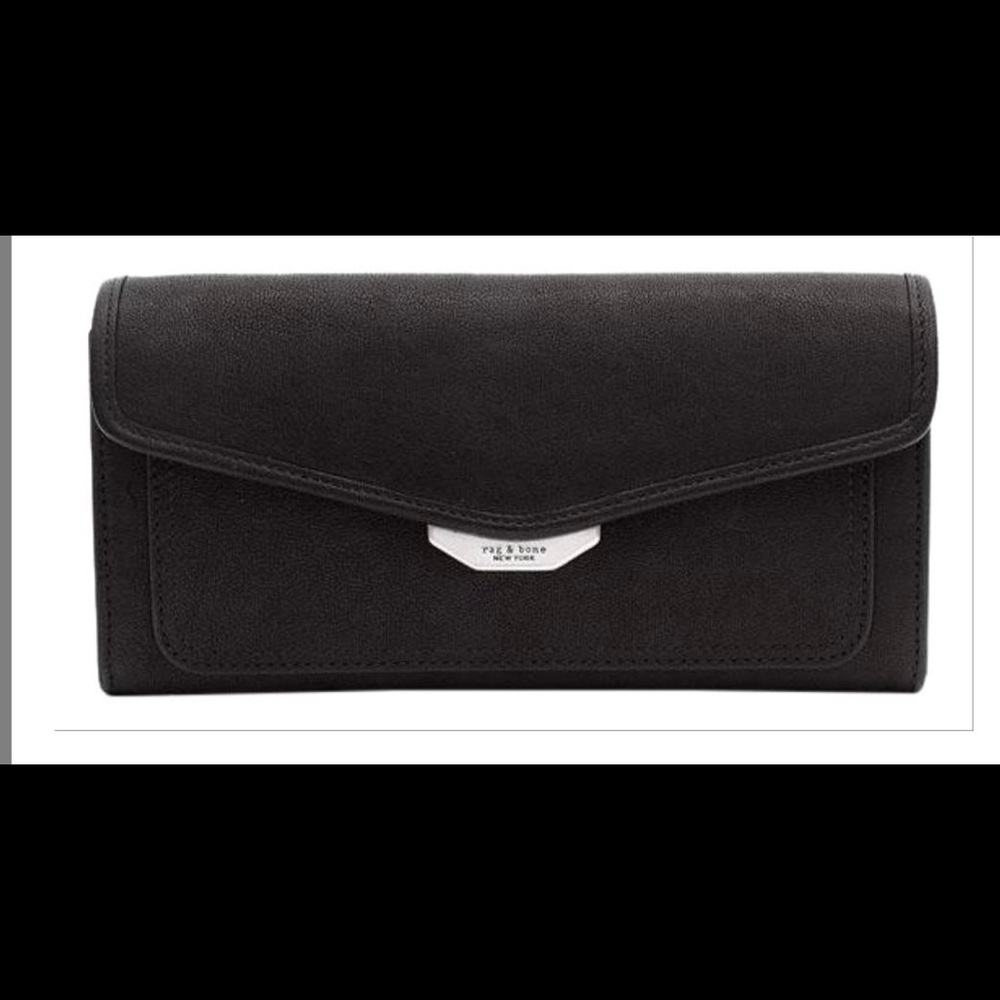 NWB rag & bone long field Wallet black leather